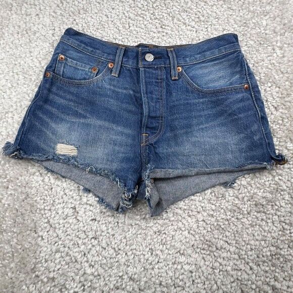 Levi's 501 Distress Cut Off Shorts California Tide Womens 27 - Picture 2 of 13